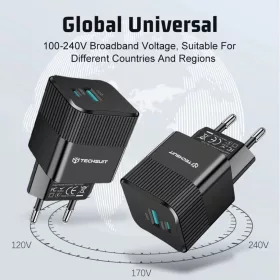  Techsuit - Prémium fali töltő Mini sorozat (CHPD216) - GaN, USB QC-5949419273054 2 kép