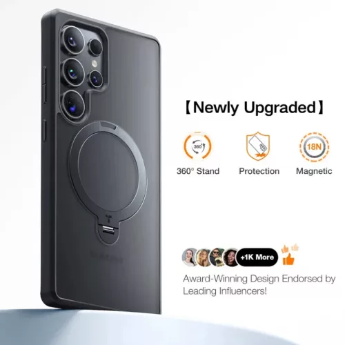 Torras - Ostand Spin sorozat - Samsung Galaxy S25 Ultra - Fekete tok-6938075626235 5 kép