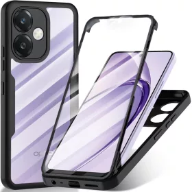    Techsuit - ColorVerse 360 Sorozat + Képernyővédő - Oppo A40 4G / A60 5G - Fekete tok
