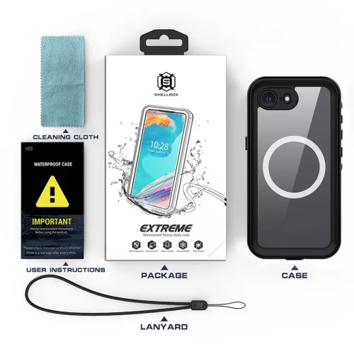 iPhone 16e - ShellBox - Vízálló IP68 tok - Fekete-5949419277731 7 kép