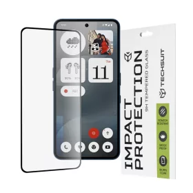    Techsuit - 111D Teljes Fedésű / Teljes Ragasztású Üveg - Nothing Phone (3a) - Fekete üvegfólia