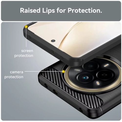  Techsuit - Karbon Szilikon - Realme 14 Pro - Fekete tok-5949419279131 4 kép