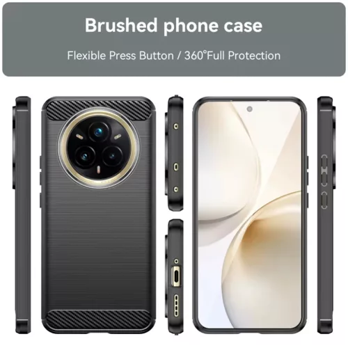  Techsuit - Szénszilikon - Realme 14 Pro+ - Fekete tok-5949419279124 6 kép