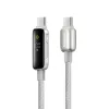 Baseus - Vipow adatkábel (P10381802851-01) - Type-C, Gyors töltés, Kijelző, Alvó mód, 100W, 2m - Galaxy Natural Titanium