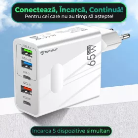 Techsuit - Prémium Fali Töltő PentaXPower (CHC1) - 3x USB QC 3.0, 2-5949419284142 2 kép