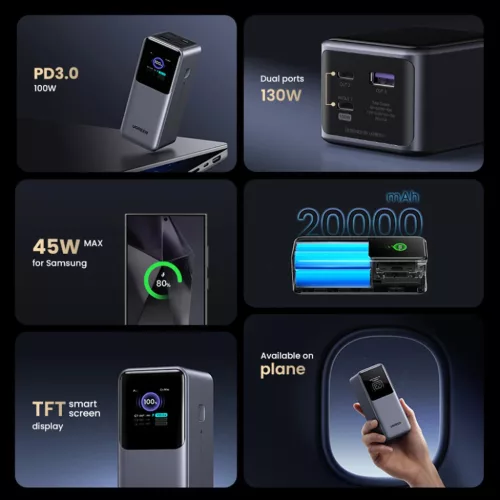 Ugreen - Power Bank PB721 (35524B) - digitális kijelzővel, gyorstöl-6941876242924 4 kép