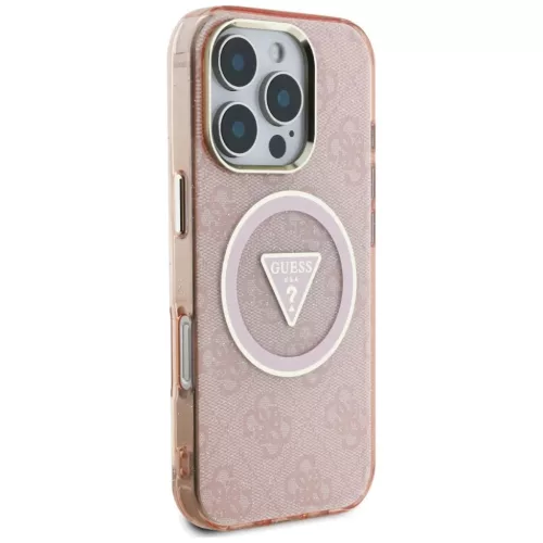  iPhone 16 Pro Rózsaszín Guess IML Fém Csillámos 4G Kör Háromsz�-3666339430535 2 kép