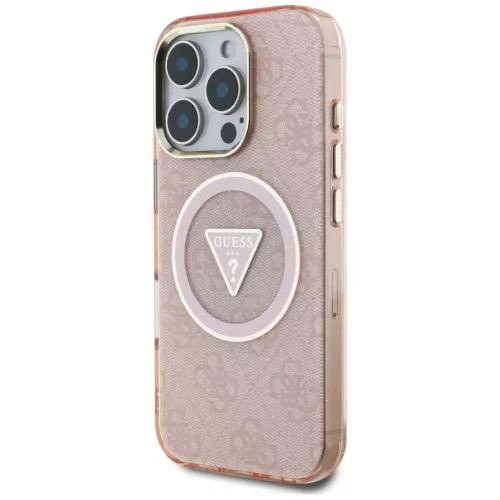  iPhone 16 Pro Rózsaszín Guess IML Fém Csillámos 4G Kör Háromsz�-3666339430535 3 kép