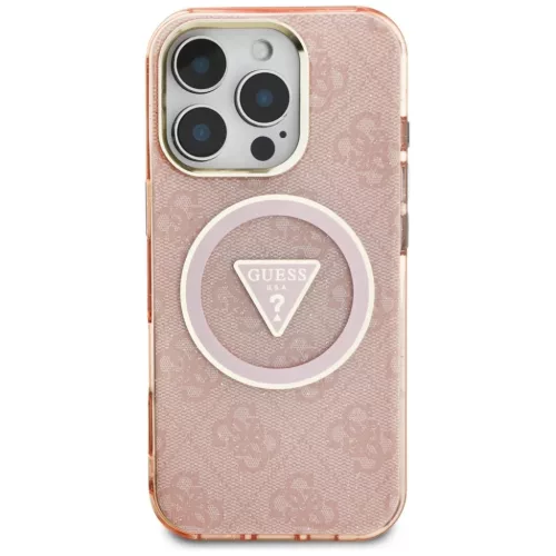  iPhone 16 Pro Rózsaszín Guess IML Fém Csillámos 4G Kör Háromsz�-3666339430535 4 kép