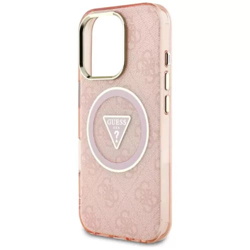  iPhone 16 Pro Rózsaszín Guess IML Fém Csillámos 4G Kör Háromsz�-3666339430535 6 kép