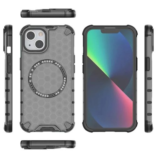  iPhone 13 Fekete Techsuit HoneyComb Pajzs MagSafe tok-5949419286993 5 kép