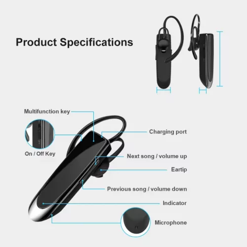 Techsuit - Bluetooth fejhallgató (CB1) - Kihangosító, Type-C, zajsz-5949419287983 7 kép