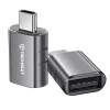 Techsuit - Prémium OTG Adapter SlateVolt (A10) - USB 3.0-ról Type-C-re átalakító, 5Gbps, 3A, cinkötvözet, Thunderbolt 3 támogatással - Szürke