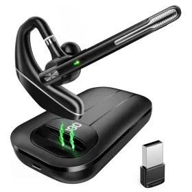   Techsuit - Bluetooth Headset (CB2) - Kihangosító, zajszűrő, kettős mikrofon, Bluetooth 5.3, 1000mAh, 96 óra beszélgetési idő - Fekete