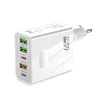 Techsuit - Prémium Fali Töltő PentaXPower (CHC1) - 3x USB, 2x Type-C PD 25W, 65W, GaN Fehér