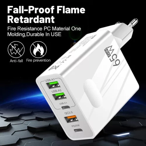 Techsuit - Prémium Fali Töltő PentaXPower (CHC1) - 3x USB, 2x Type--5949419288324 4 kép
