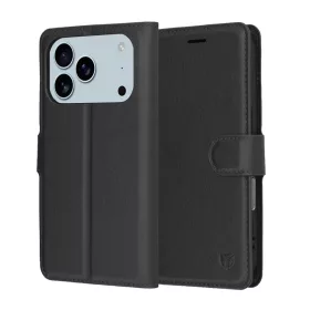  iPhone 17 Pro Max Fekete Techsuit Bőr Tok
