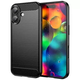  iPhone 17 Fekete Techsuit Karbonszálas Szilikon tok