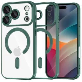   iPhone 17 Pro Techsuit Luxury Crystal MagSafe - Mélyzöld tok