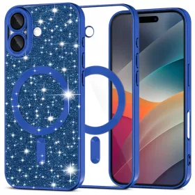 iPhone 17 Mélykék Techsuit Luxury Glitter MagSafe tok