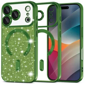   iPhone 17 Pro Deep Green Techsuit - Luxury Glitter MagSafe tok