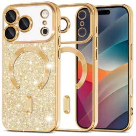   Apple iPhone 17 Pro Gold Techsuit - Luxury Glitter MagSafe tok