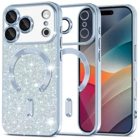   iPhone 17 Pro Techsuit - Luxury Glitter MagSafe - Világoskék tok