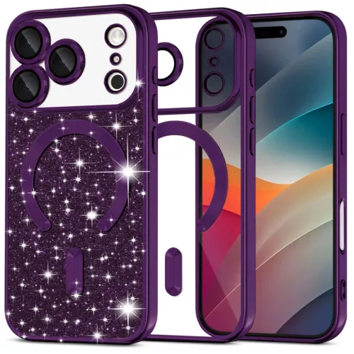iPhone 17 Pro Max Techsuit Luxury Glitter MagSafe - Deep Purple tok-5949419288867 1 kép