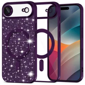   iPhone 17 Air - Deep Purple Techsuit - Luxury Glitter MagSafe tok