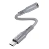 Techsuit - Prémium Hang Adapter SoundFleX (AC1) - Type-C - 3,5 mm Jack, Hi-Fi Minőség, DAC Chip, Szilikagél, 0,1 m - Szürke