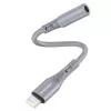 Techsuit - Prémium Kábel Adapter SoundFleX (AC2) - Villámcsatlakozó 3,5 mm-es Jackhez, Hi-Fi Minőség, DAC Chip, Szilikagél, 0,1m - Szürke