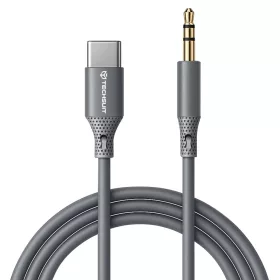   Techsuit - Prémium Kábel Adapter SoundFleX (AC4) - Type-C - 3.5mm Jack, Hi-Fi Minőség, DAC Chip, Szilikagél, 1m - Szürke