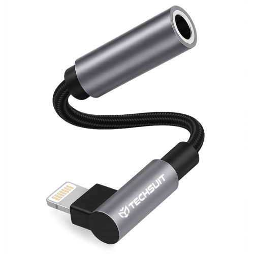 Techsuit - Prémium Kábel Adapter MusicDoX (AC6) - Type-C to 3.5mm Jack, Hi-Fi Hangzás, 3A, ABS, 0.1m - Szürke