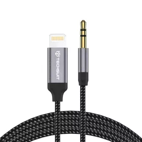   Techsuit - Prémium kábeladapter SoundShell (AC10) - iOS-hoz 3,5 mm-es Jack, DAC chip, 16bit/48kHz, 1,5m - Szürke