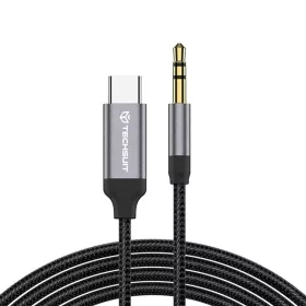   Techsuit - Prémium Kábel Adapter FuseXound (AC11) - Type-C - 3.5mm Jack, Hi-Fi Minőség, DAC Chip, PVC, 0.5m - Szürke
