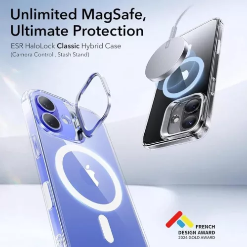  iPhone 16 Átlátszó ESR Klasszikus Hibrid HaloLock Kitámasztó tok-4894240254561 2 kép