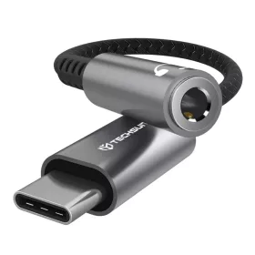   Techsuit - Prémium Kábel Adapter SonicPiX (AC14) - Type-C to 3.5mm Jack, 3A, DAC Chip, Alumínium, Digitális Dekóder - Szürke