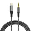  Techsuit - Prémium Kábel Adapter NexaSound (AC17) - Lightning-ról 3,5 mm-es Jack-re, Nylon Fonott + Alumínium Ötvözet, 1m - Szürke