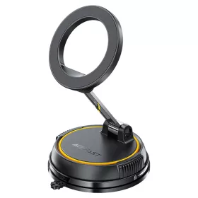   Autós tartó Acefast Car Holder (D55) - Műszerfalra / Szélvédőre, 360°, Kettős tengelyű, Összecsukható, Erős mágnesek, Max. 6.9" - Fekete