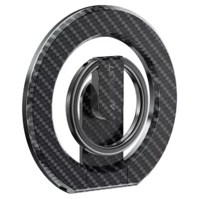   Phone Ring Holder Acefast E25 - MagSafe, Karbonrost mintás, Összecsukható, 360°-ban forgatható, Erős mágnesek - Fekete