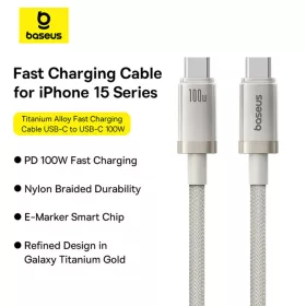USB-C to Type-C, 100W, Gyors töltés, 480Mbps, 2m - Galaxy Titanium G-6932172669652 2 kép
