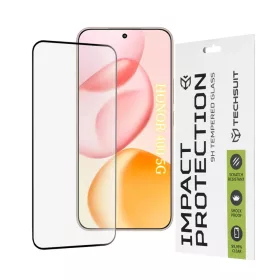   Techsuit - 111D Teljes Fedés / Teljes Ragasztó Üveg - Honor 400 - Fekete üvegfólia