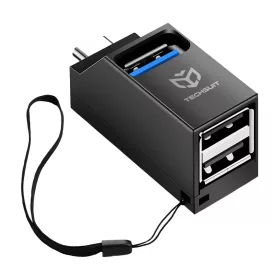   Techsuit - Mini dokkoló állomás EchoLink 3 az 1-ben (H10) - Type-C csatlakozó 2x USB 2.0, 1x USB 3.0 - Fekete.
