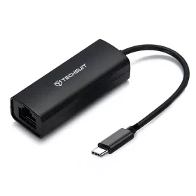   Techsuit - Ethernet Adapter NetLink (AC20) - USB-C férfi csatlakozótípusról RJ45 női LAN portra átalakító - Fekete