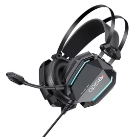   Yesido - Vezetékes Fejhallgató (EK03) - Játékhoz, Jack 3.5mm, USB, Mikrofonnal, Világítással, 2m - Fekete