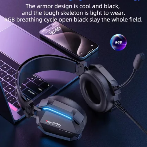 Yesido - Vezetékes Fejhallgató (EK03) - Játékhoz, Jack 3.5mm, USB,-6942314400364 5 kép