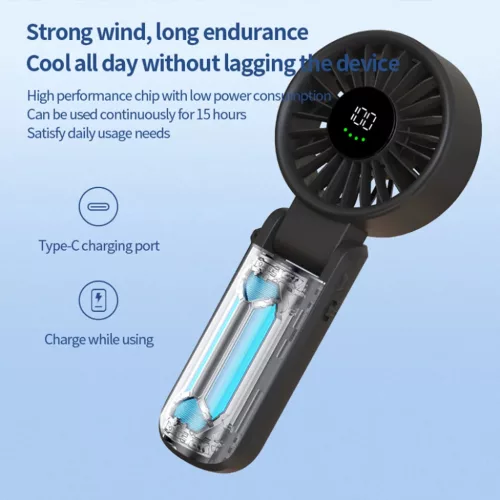 Techsuit - Prémium Mini Kézi Ventilátor (A10) - LED digitális kije-5949419295353 8 kép