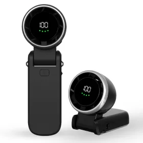   Techsuit - Prémium Mini Kézi Ventilátor (A9) - LED Digitális Kijelzővel, USB-C Újratölthető, 5 Szélsebesség, 5000mAh - Fekete