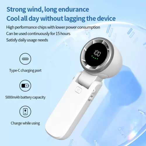 Techsuit - Prémium Mini Kézi Ventilátor (A9) - LED Digitális Kijel-5949419295315 3 kép