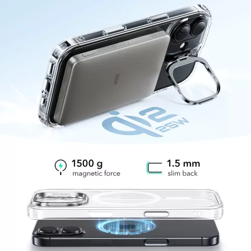  iPhone 17 Átlátszó ESR Klasszikus Hibrid HaloLock Kitámasztó tok-4894240283035 5 kép